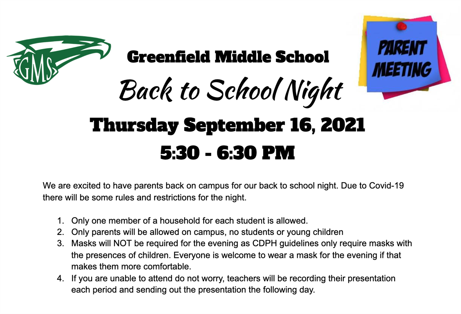 Back to School Night Back to School Night